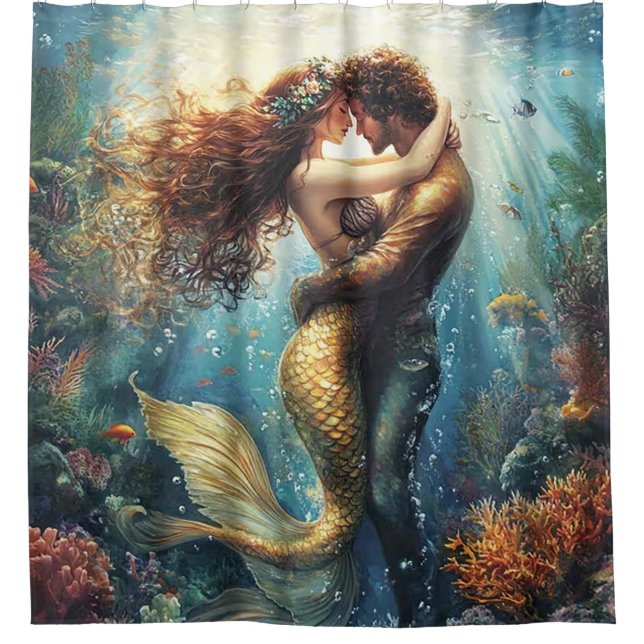 Enchanted Mermaid's Embrace Shower Curtain (Front)