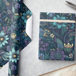 Enchanted Midnight Garden Vintage Floral Decoupage Wrapping Paper