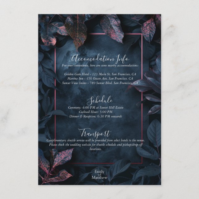 Enchanted Midnight Garden Wedding Enclosure Card (Front)