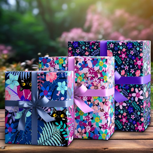 Enchanted Midnight Summer Botanical Garden Wrapping Paper Sheet (Creator Uploaded)