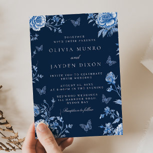 Enchanted Midnight Vintage Floral Wedding Invitation