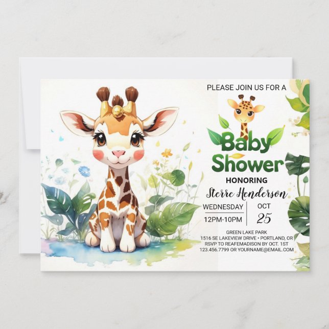 Enchanted Minimalist Safari Baby Shower Invitation (Front)
