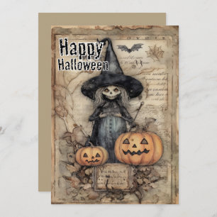 Enchanted Mischief  Witchy Whimsy in Autumn Shadow Holiday Card