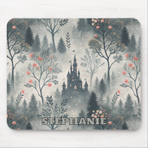 Enchanted Misty Forest with Dark Castle – Ethereal Mouse Mat
