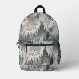 Enchanted Misty Forest with Dark Castle – Ethereal Printed Backpack