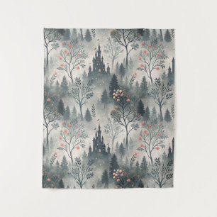 Enchanted Misty Forest with Dark Castle – Ethereal Tapestry