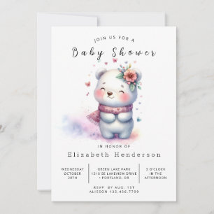 Enchanted Modern Bear Baby Shower Invitation