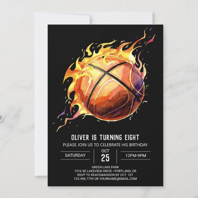 Enchanted Modern Net Basketball Birthday Invitation (Front)