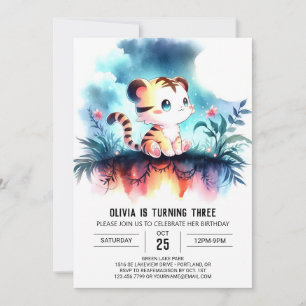 Enchanted Modern Tiger Birthday Invitation