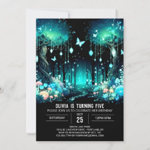 Enchanted Modern Woodland Digital Birthday Invitation