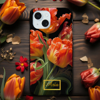 Enchanted Moody Dark Floral Tulips iPhone 15 Case