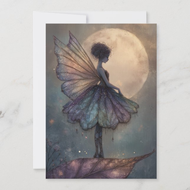 Enchanted Moonlight Fairy Watercolor Fantasy Invitation (Front)