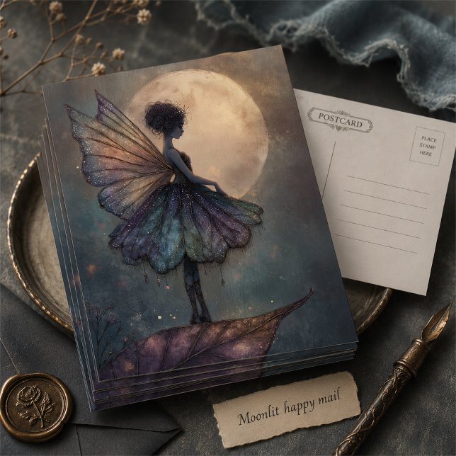 Enchanted Moonlight Fairy Watercolor Fantasy Postcard (Creator Uploaded)