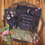 Enchanted Moonlight Floral Forest Wedding Invitation<br><div class="desc">Watercolor Enchanged Moonlight Forest Wedding invitations. Features a cresent moonlit forest with twinkle lights and flowers All wording can be changed to a baby shower, retirement party, rehearsal dinner, bridal shower, birthday, etc. To make more changes go to Personalise this template. On the bottom you’ll see “Want to customise this...</div>