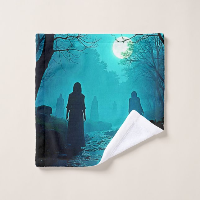 Enchanted Moonlight Forest Spirits Bath Towel Set (Wash Cloth)