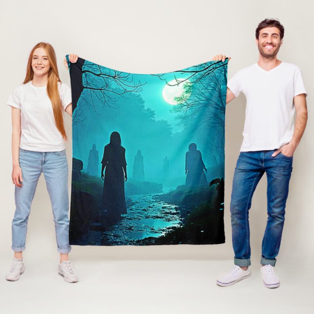 Enchanted Moonlight Forest Spirits Design Fleece Blanket (In Situ)