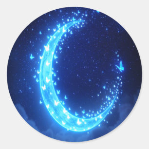Enchanted Moonlit Butterflies - Magical Glow Stick Classic Round Sticker