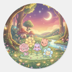 Enchanted Moonlit Flower Garden Sticker