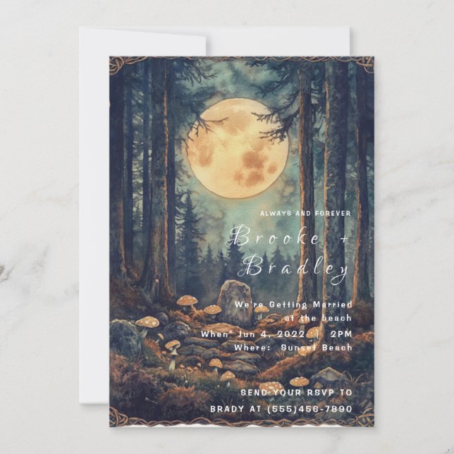 Enchanted Moonlit Forest Wedding Invitation (Front)