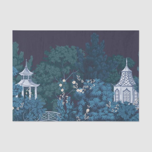 Enchanted Moonlit Gardens Chinoiserie  Tissue Paper (Front)