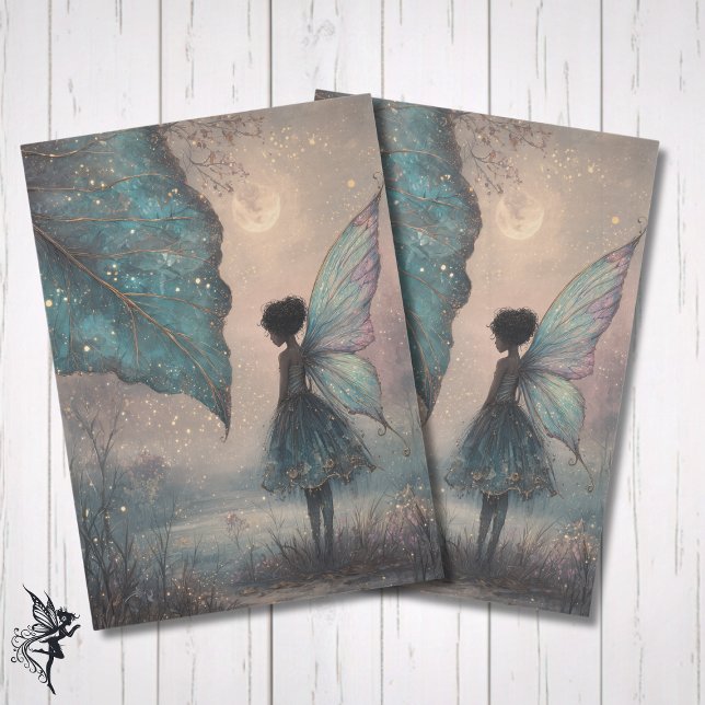 Enchanted Moonlit Leaf Fairy Watercolor Fantasy Tissue Paper (Creator Uploaded)
