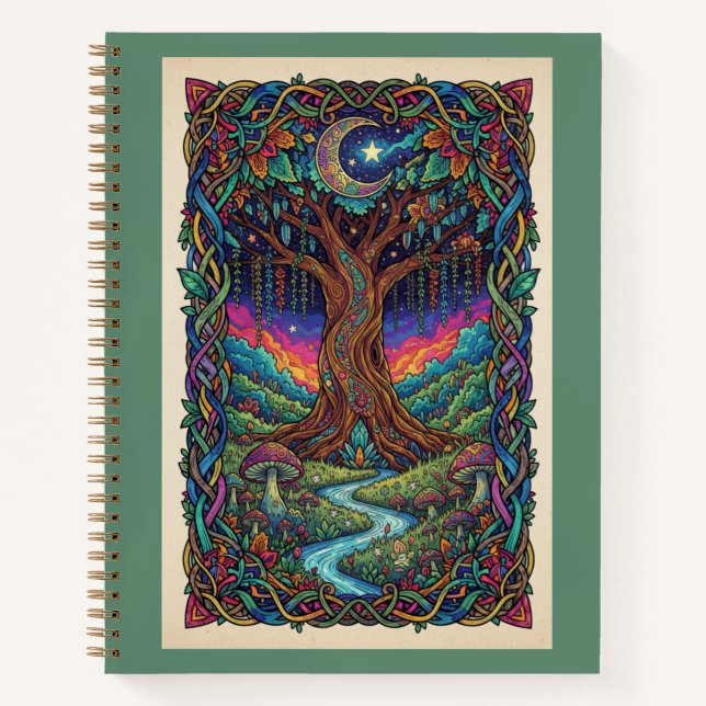Enchanted Moonlit Tree of Life Zentangle Journal (Front)