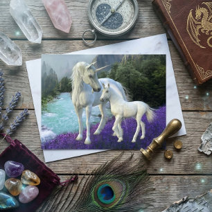 Enchanted Mother Unicorn and Foal Baby Postcard