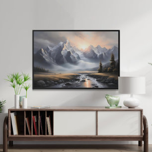 Enchanted Mountain Landscape Whimsical Home  Poster