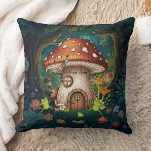 Enchanted Mushroom Cottage Cushion
