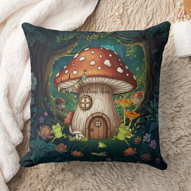 Enchanted Mushroom Cottage Cushion (Creator Uploaded)