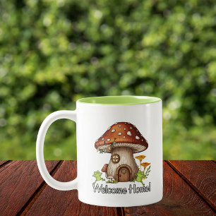 Enchanted Mushroom Cottage Two-Tone Coffee Mug