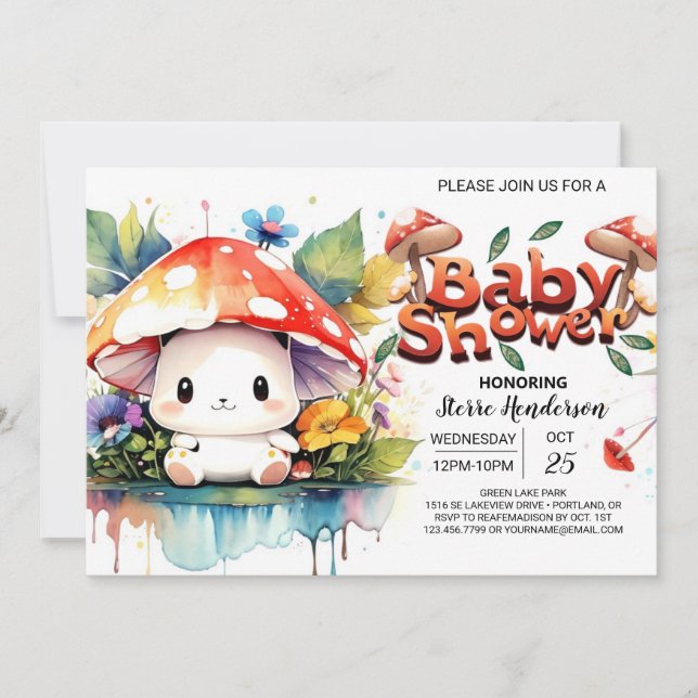 Enchanted Mushroom Fantasy Baby Shower Invitation (Front)