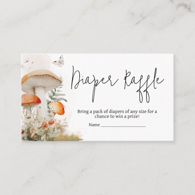 Enchanted Mushroom Forest Baby Diaper Raffle Enclosure Card (Front)