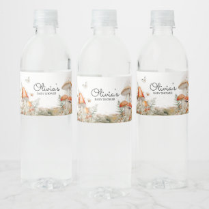Enchanted Mushroom Forest Baby Shower Water Bottle Label