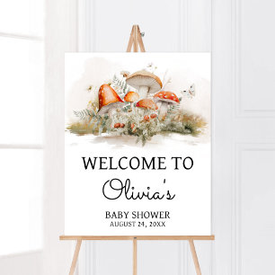 Enchanted Mushroom Forest Baby Shower Welcome Poster