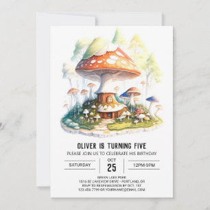 Enchanted Mushroom Forest Birthday Invitation