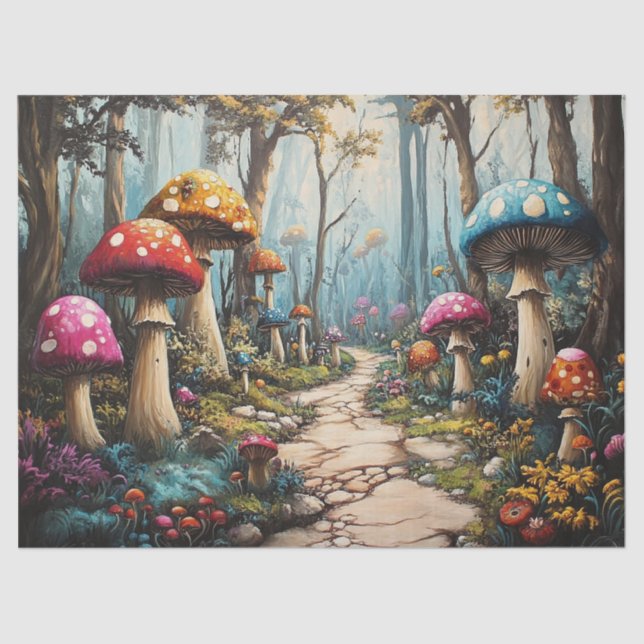 Enchanted Mushroom Forest Decoupage Tissue Paper (Front)