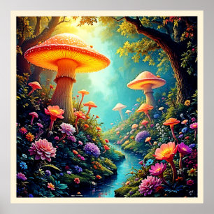 Enchanted Mushroom Forest Dream Poster