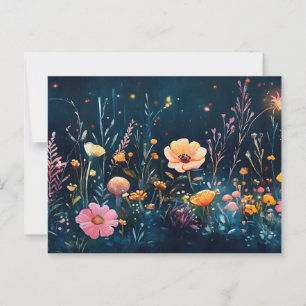 Enchanted Mushroom Forest Floor at Night Postcard