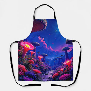 Enchanted Mushroom Forest Night Design Apron