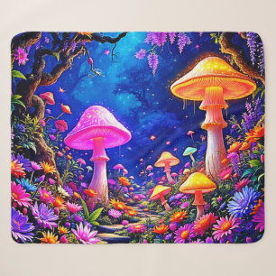 Enchanted Mushroom Forest Sherpa Blanket