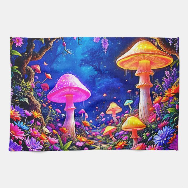 Enchanted Mushroom Forest Tea Towel (Horizontal)