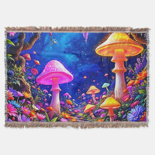 Enchanted Mushroom Forest Throw Blanket
