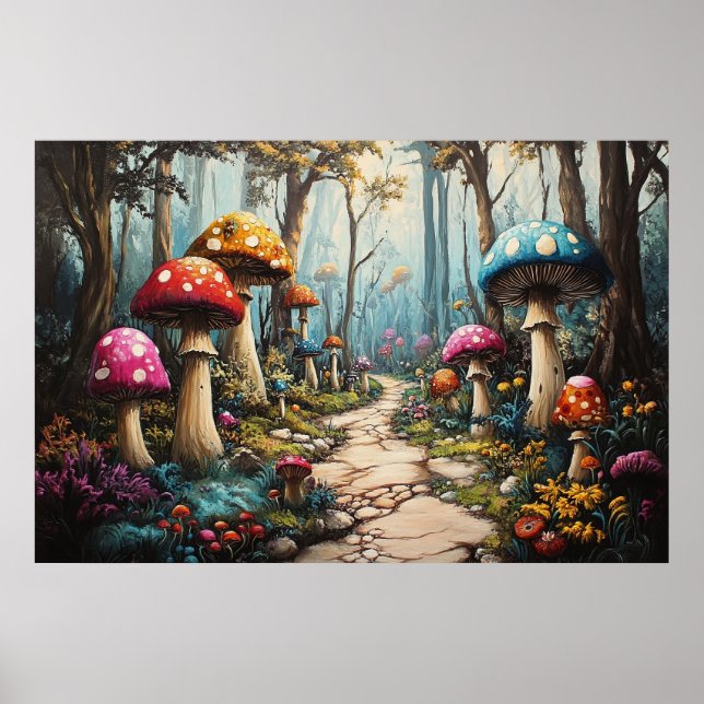 Enchanted Mushroom Forest – Whimsical Fantasy Poster (Front)
