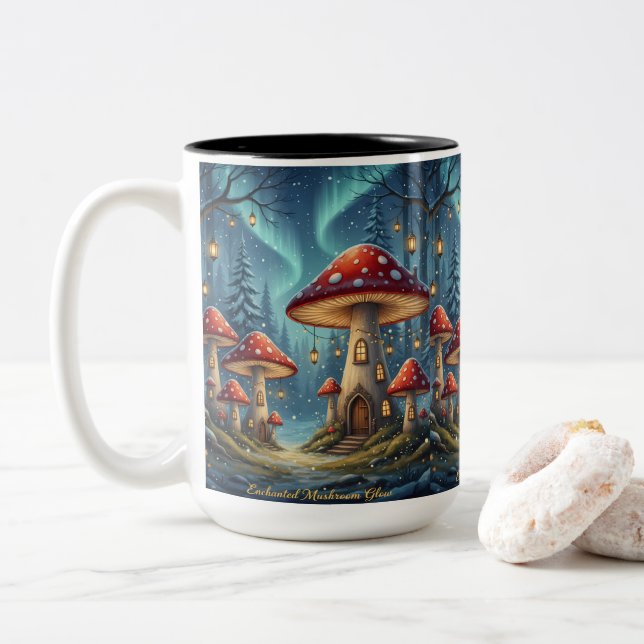  Enchanted Mushroom Glow Mug – Magical Fairy Fores (With Donut)