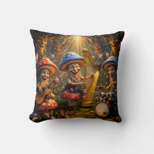 Enchanted mushroom gnomes band magical forest musi cushion