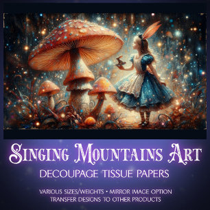 Enchanted Mushroom Wonderland Alice Decoupage Tissue Paper