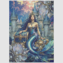 Enchanted Mystical Fantasy Mermaid Decoupage