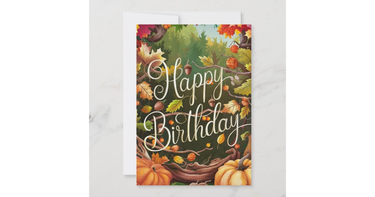 Enchanted Mystical Warm Autumn Fall Happy Birthday Card | Zazzle