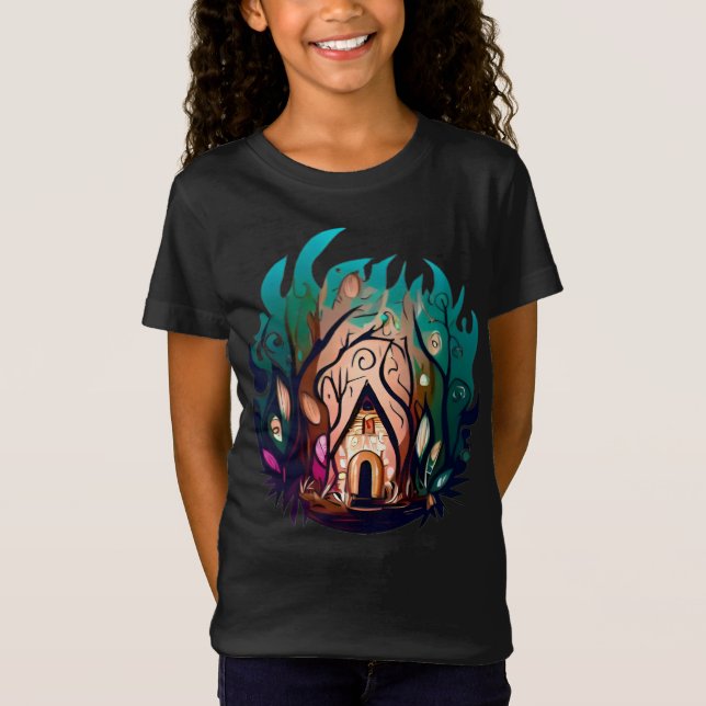 Enchanted  Nature Forest House T-Shirt (Front)